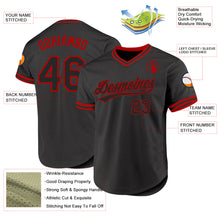 Charger l'image dans la galerie, Custom Black Red Authentic Throwback Baseball Jersey