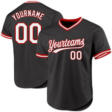 Charger l'image dans la galerie, Custom Black White-Red Authentic Throwback Baseball Jersey