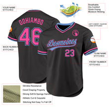Загрузить изображение в средство просмотра галереи, Custom Black Pink-Light Blue Authentic Throwback Baseball Jersey