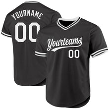 Charger l'image dans la galerie, Custom Black White Authentic Throwback Baseball Jersey