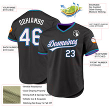 Charger l'image dans la galerie, Custom Black Purple-Teal Authentic Throwback Baseball Jersey