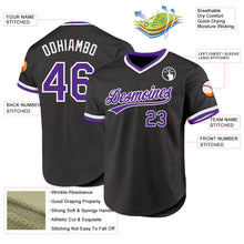 Charger l'image dans la galerie, Custom Black Purple-White Authentic Throwback Baseball Jersey