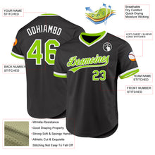 Charger l'image dans la galerie, Custom Black Neon Green-White Authentic Throwback Baseball Jersey