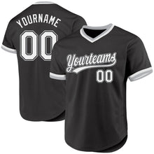 Charger l'image dans la galerie, Custom Black White-Gray Authentic Throwback Baseball Jersey