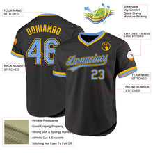 Charger l'image dans la galerie, Custom Black Light Blue-Gold Authentic Throwback Baseball Jersey