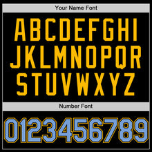 Charger l'image dans la galerie, Custom Black Light Blue-Gold Authentic Throwback Baseball Jersey