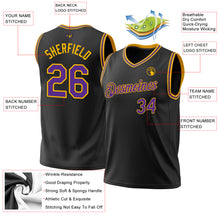 Загрузить изображение в средство просмотра галереи, Custom Black Purple-Gold Authentic Throwback Basketball Jersey