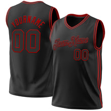 Загрузить изображение в средство просмотра галереи, Custom Black Red Authentic Throwback Basketball Jersey