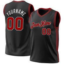 Загрузить изображение в средство просмотра галереи, Custom Black Red-White Authentic Throwback Basketball Jersey