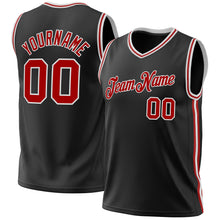 Загрузить изображение в средство просмотра галереи, Custom Black Red-White Authentic Throwback Basketball Jersey