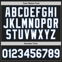 Laden Sie das Bild in den Galerie-Viewer, Custom Black White-Light Blue Authentic Throwback Basketball Jersey