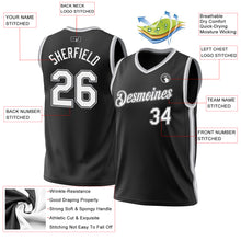 Загрузить изображение в средство просмотра галереи, Custom Black White-Gray Authentic Throwback Basketball Jersey