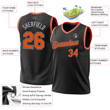 Загрузить изображение в средство просмотра галереи, Custom Black Orange-Gray Authentic Throwback Basketball Jersey