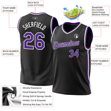 Laden Sie das Bild in den Galerie-Viewer, Custom Black Purple-White Authentic Throwback Basketball Jersey