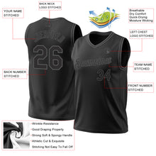 Laden Sie das Bild in den Galerie-Viewer, Custom Black Steel Gray Authentic Throwback Basketball Jersey