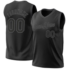 Laden Sie das Bild in den Galerie-Viewer, Custom Black Steel Gray Authentic Throwback Basketball Jersey