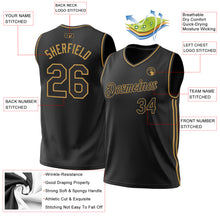 Laden Sie das Bild in den Galerie-Viewer, Custom Black Old Gold Authentic Throwback Basketball Jersey