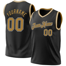 Загрузить изображение в средство просмотра галереи, Custom Black Old Gold-White Authentic Throwback Basketball Jersey