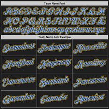 Laden Sie das Bild in den Galerie-Viewer, Custom Black Light Blue-Gold Authentic Throwback Basketball Jersey