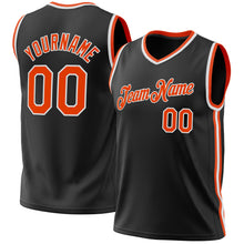 Laden Sie das Bild in den Galerie-Viewer, Custom Black Orange-White Authentic Throwback Basketball Jersey