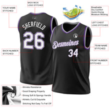 Laden Sie das Bild in den Galerie-Viewer, Custom Black Purple-Gray Authentic Throwback Basketball Jersey