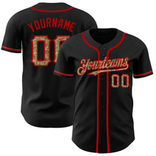 Load image into Gallery viewer, Custom Black Camo-Red Authentic Baseball Jersey