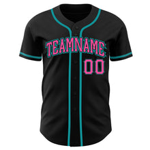 Load image into Gallery viewer, Custom Black Pink-Teal Authentic Baseball Jersey