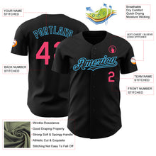 Загрузить изображение в средство просмотра галереи, Custom Black Neon Pink-Sky Blue Authentic Baseball Jersey