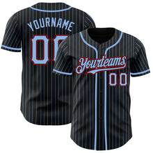 Charger l'image dans la galerie, Custom Black Light Blue Pinstripe Red Authentic Baseball Jersey