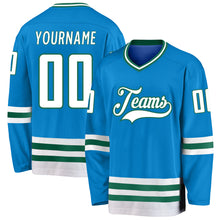 Загрузить изображение в средство просмотра галереи, Custom Blue White-Kelly Green Hockey Jersey