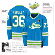 Загрузить изображение в средство просмотра галереи, Custom Blue White-Neon Green Hockey Jersey