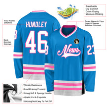 Загрузить изображение в средство просмотра галереи, Custom Blue White-Pink Hockey Jersey