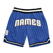 Load image into Gallery viewer, Custom Blue White Pinstripe White-Gray Authentic Basketball Shorts