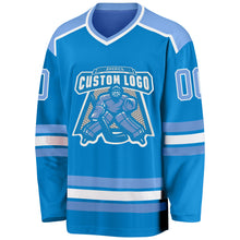Загрузить изображение в средство просмотра галереи, Custom Blue Light Blue-White Hockey Jersey