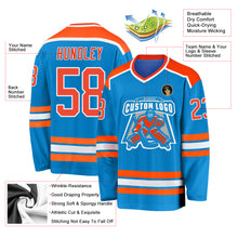 Load image into Gallery viewer, Custom Blue Orange-White Hockey Jersey
