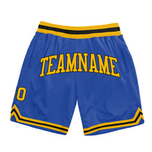 Загрузить изображение в средство просмотра галереи, Custom Blue Gold-Black Authentic Throwback Basketball Shorts