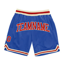 Загрузить изображение в средство просмотра галереи, Custom Blue Red-Cream Authentic Throwback Basketball Shorts