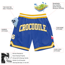 Load image into Gallery viewer, Custom Blue White-Gold Authentic Throwback Basketball Shorts
