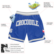 Load image into Gallery viewer, Custom Blue Gray-White Authentic Throwback Basketball Shorts
