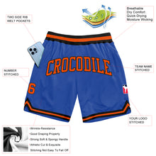 Load image into Gallery viewer, Custom Blue Orange-Black Authentic Throwback Basketball Shorts
