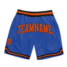 Load image into Gallery viewer, Custom Blue Orange-Black Authentic Throwback Basketball Shorts