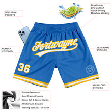 Загрузить изображение в средство просмотра галереи, Custom Blue White-Gold Authentic Throwback Basketball Shorts