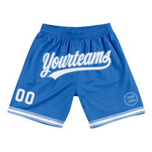 Load image into Gallery viewer, Custom Blue White-Light Blue Authentic Throwback Basketball Shorts
