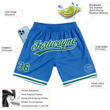 Load image into Gallery viewer, Custom Blue Kelly Green-White Authentic Throwback Basketball Shorts
