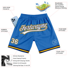 Загрузить изображение в средство просмотра галереи, Custom Blue White Navy-Gold Authentic Throwback Basketball Shorts