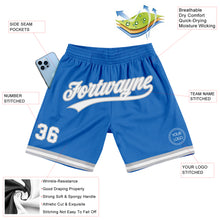 Загрузить изображение в средство просмотра галереи, Custom Blue White-Gray Authentic Throwback Basketball Shorts