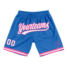 Загрузить изображение в средство просмотра галереи, Custom Blue White-Pink Authentic Throwback Basketball Shorts