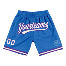 Load image into Gallery viewer, Custom Blue White-Purple Authentic Throwback Basketball Shorts
