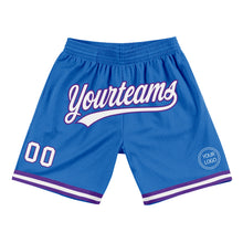 Загрузить изображение в средство просмотра галереи, Custom Blue White-Purple Authentic Throwback Basketball Shorts