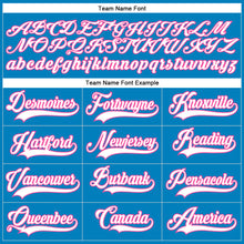 Загрузить изображение в средство просмотра галереи, Custom Blue White-Pink Hockey Lace Neck Jersey